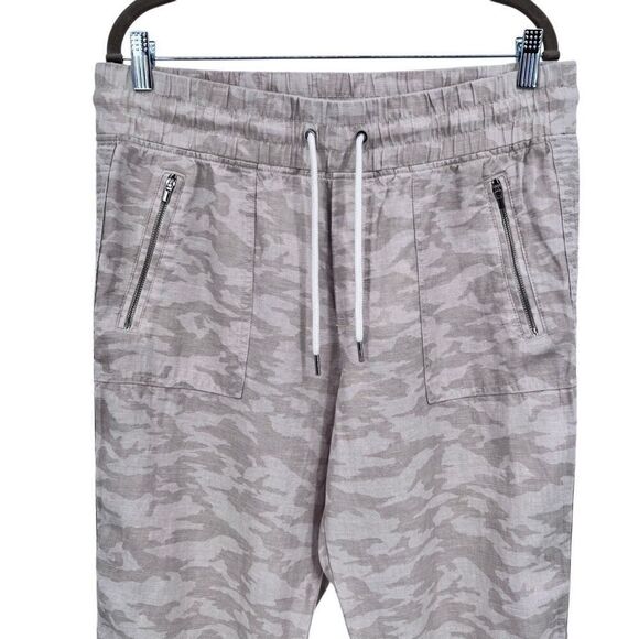 Athleta Cabo Tide Linen Jogger Neutral Tan Camo Size 12 - Picture 3 of 11